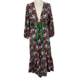 Nasty Gal Collection Brown Tulip Deep V Maxi Dress